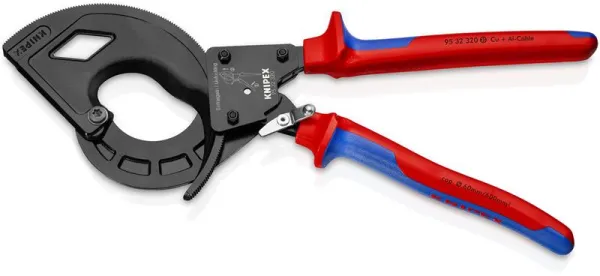 Knipex Kabelsaks (Skraldeprincip, 3-gearet) sort atramenteret, med flerkomponent-håndtag 320 mm